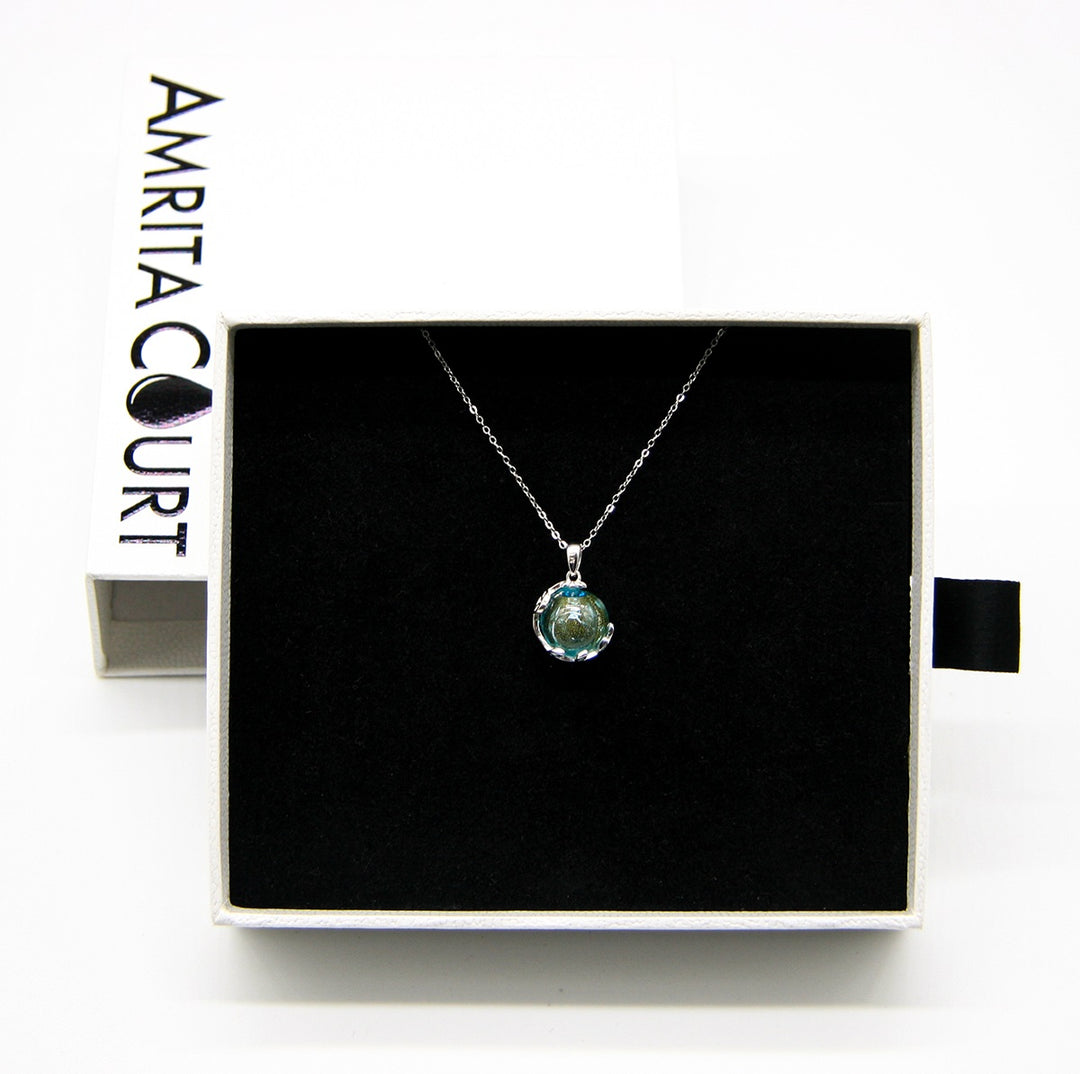 Gift Box - Aroma Necklace White Gold - Planet Celestial Aqua (Light Blue) + Purify Oil Blend โ image 4