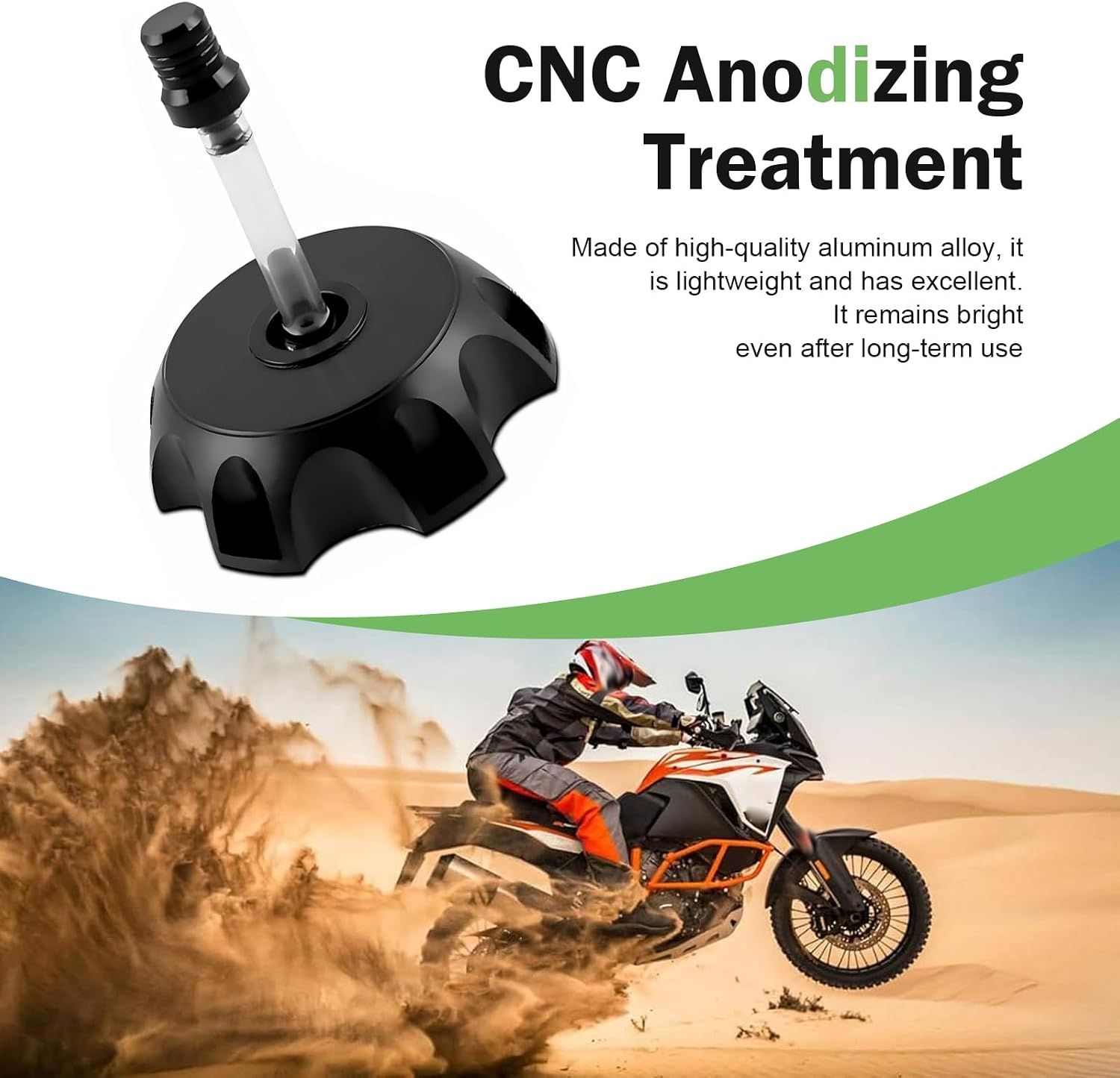 Dirt Bike Fuel Tank Cap, 50-250 CC Leak-proof Anti-rust Fuel Cap with Vent Breathable Hose, Hexagonal CNC Alloy Cover, Replacement for Most Dirt — image 4