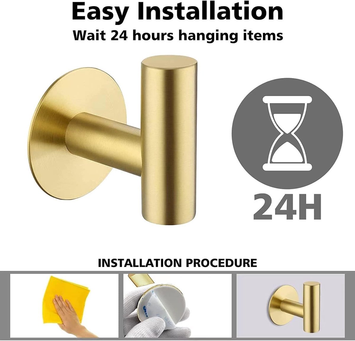 2-pack self-adhesive hooks - Door hooks - Clothes hooks - Bathroom hooks - Wall hooks - Towel hooks - Hook holders - No drilling required - Self-adhesive - SUS โ image 5