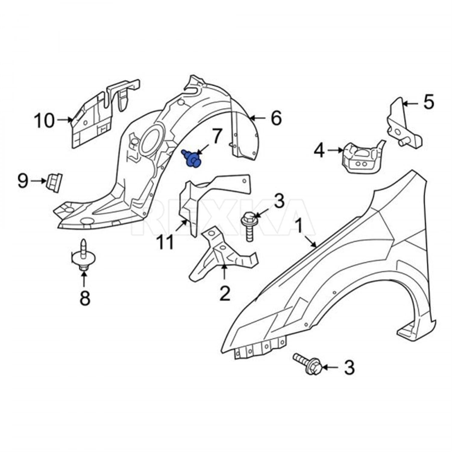 Rexka 30pcs Cowl & Fender Liner Push-Type Retainer for Ford W712196-S300 Edge Escape F-150 GM 11589293 Buick Century, Lacrosse Regal, Cadillac, Chevrolet — image 5
