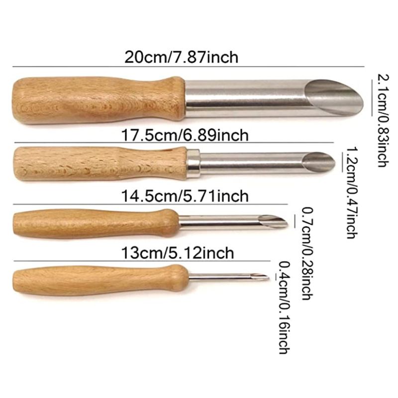4 Pack Stainless Steel Circular Clay Hole Cutters, Wooden Handle Clay Tools for Drilling and Sculpture, Pottery Tools and Supplies โ image 4