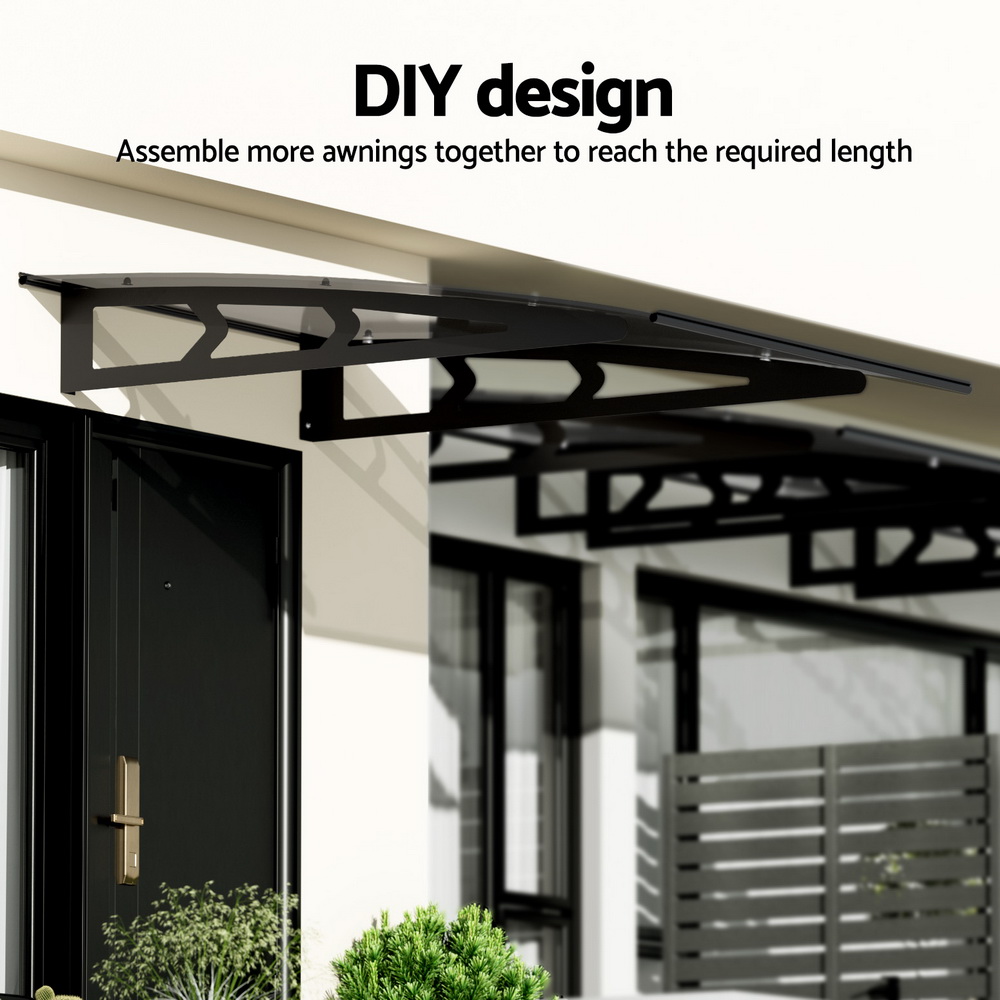 Instahut Window Door Awning Canopy 1mx2m Grey Solid Sheet Metal Frame โ image 6