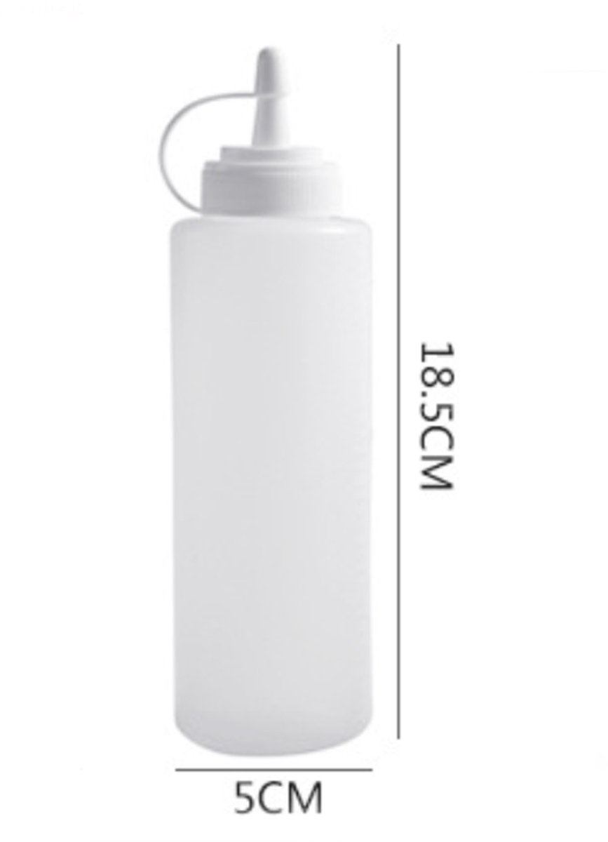 4 pieces - 200 ml - Dosing bottle - Squeeze bottle - Sauce bottle - Garnish bottle - Plastic - White - with spout cap - Leak-proof lids - With check marks โ image 2