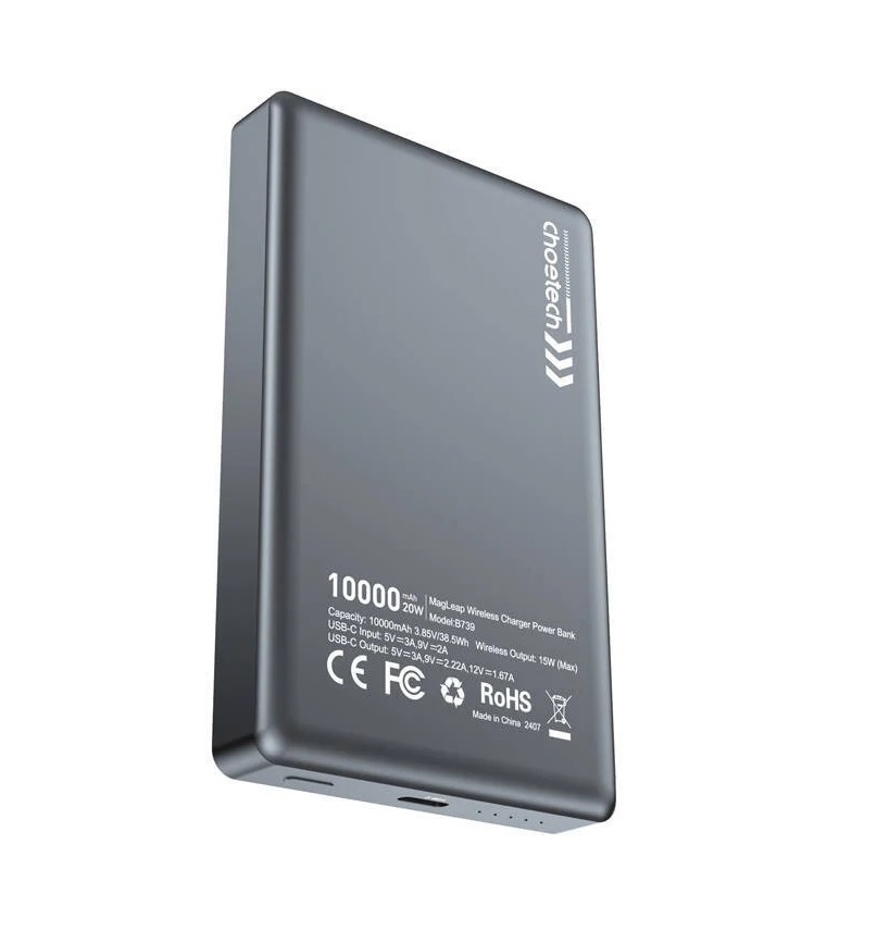 CHOETECH B739-BK 20W Slim USB-C 10000mAh Magnetic Power Bank - Black โ image 2