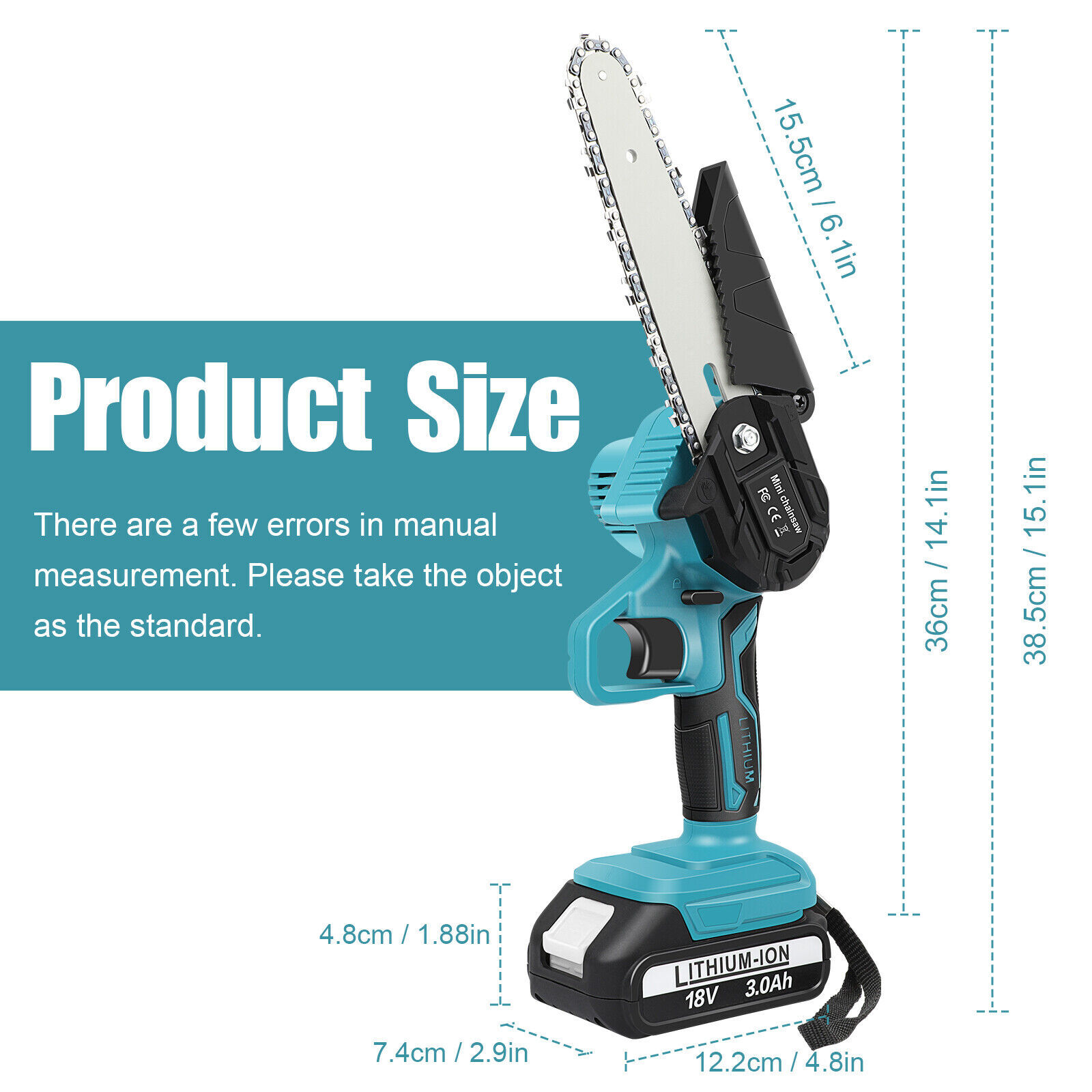 6" Mini Cordless Electric Chainsaw 2X Battery-Powered Wood Cutter Rechargeable — image 5