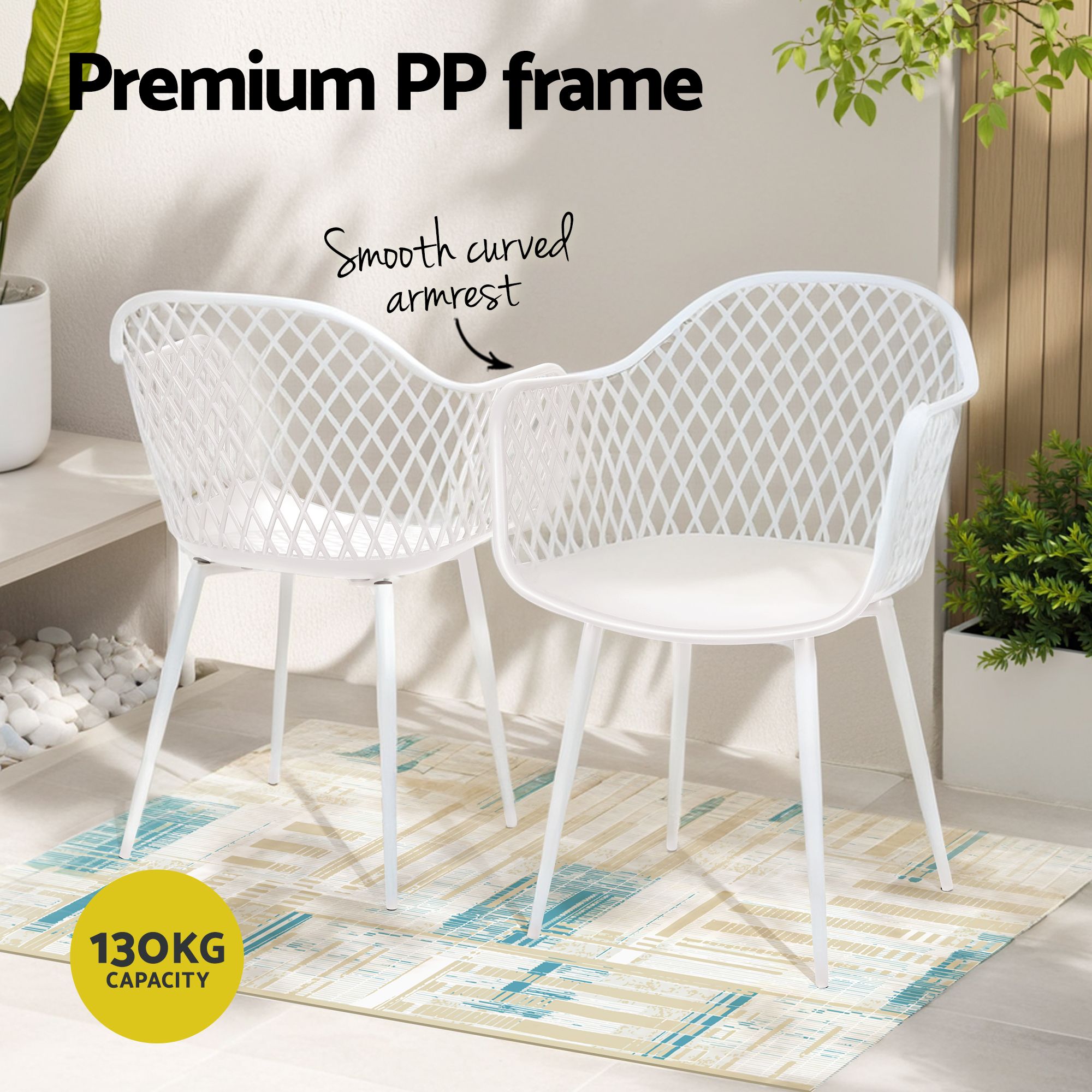 Gardeon 5PCS Outdoor Dining Set Table and Chairs Patio Furniture Garden Diamond White โ image 6