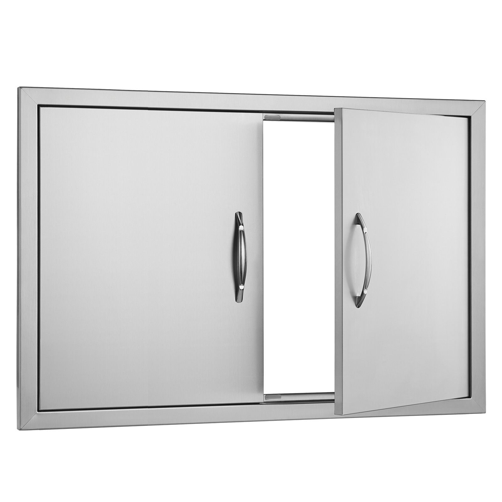 BBQ Access Door, 838 × 558 mm Double Outdoor Kitchen Door, Stainless Steel Flush Mount Door, Wall Vertical Door with Handles, for BBQ Island, Grilling Station