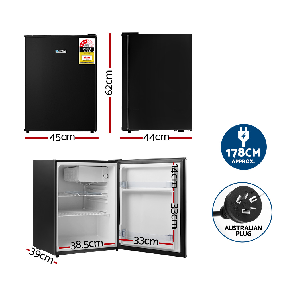 Devanti 70L Bar Fridge Black — image 2