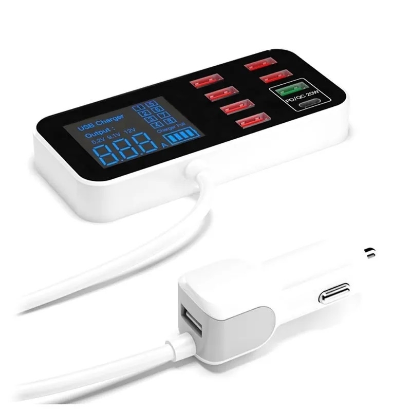 8-Port PD+QC3.0 Car Charger with LED Display — image 6