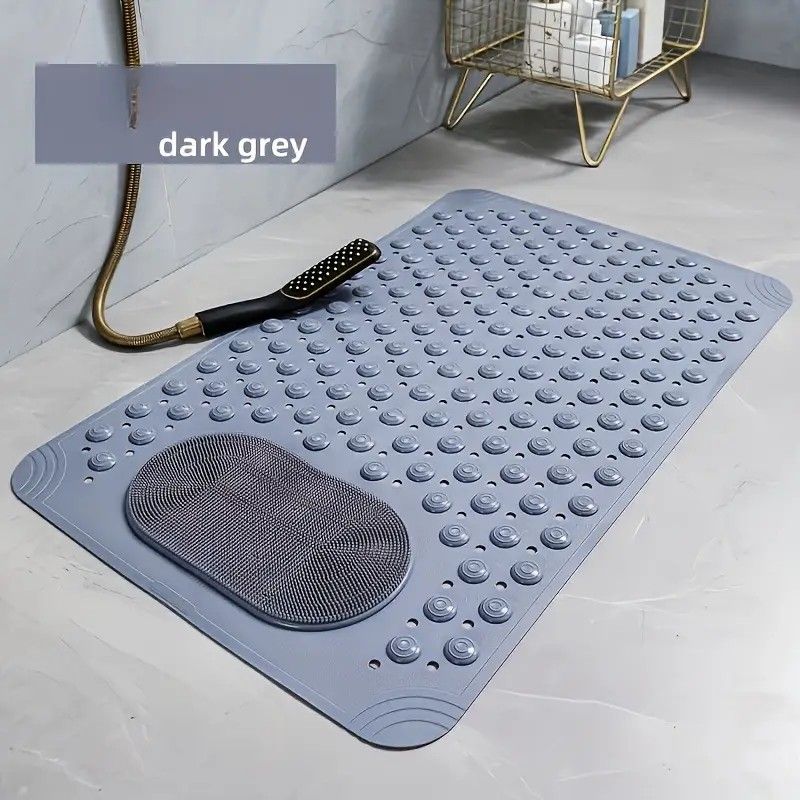 Anti-Slip Massage Shower Mat with Suction Cups Foot Spa Bathroom Mat(khaki) — image 5