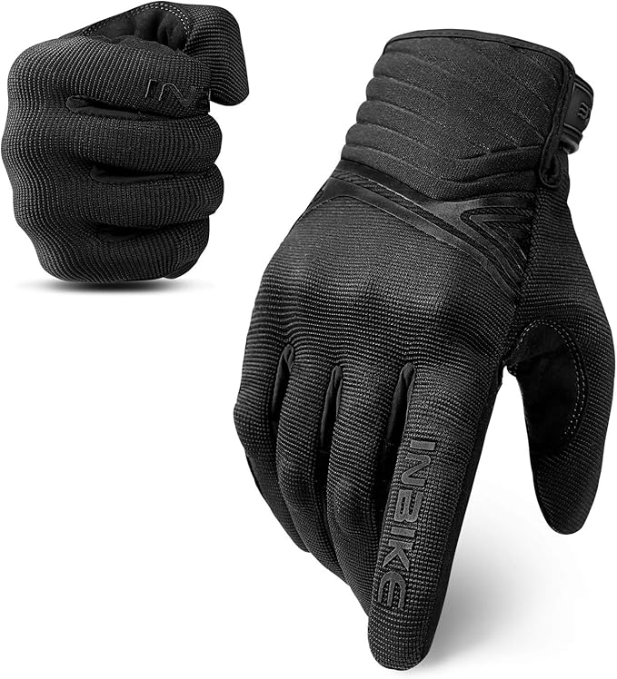 Breathable Mesh Motorcycle Gloves Touchscreen with TPR Palm Pad Hard Knuckle-Back-Medium