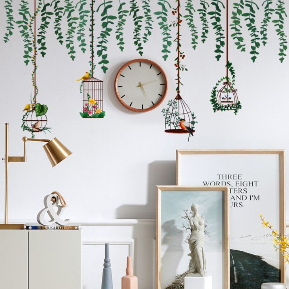 Bird Vine Tree Branch Birdcage Wall Decal Stickers Removable Plants Wall Art Jungle Wallpaper for Home Bedroom Living Room Decoration โ image 5