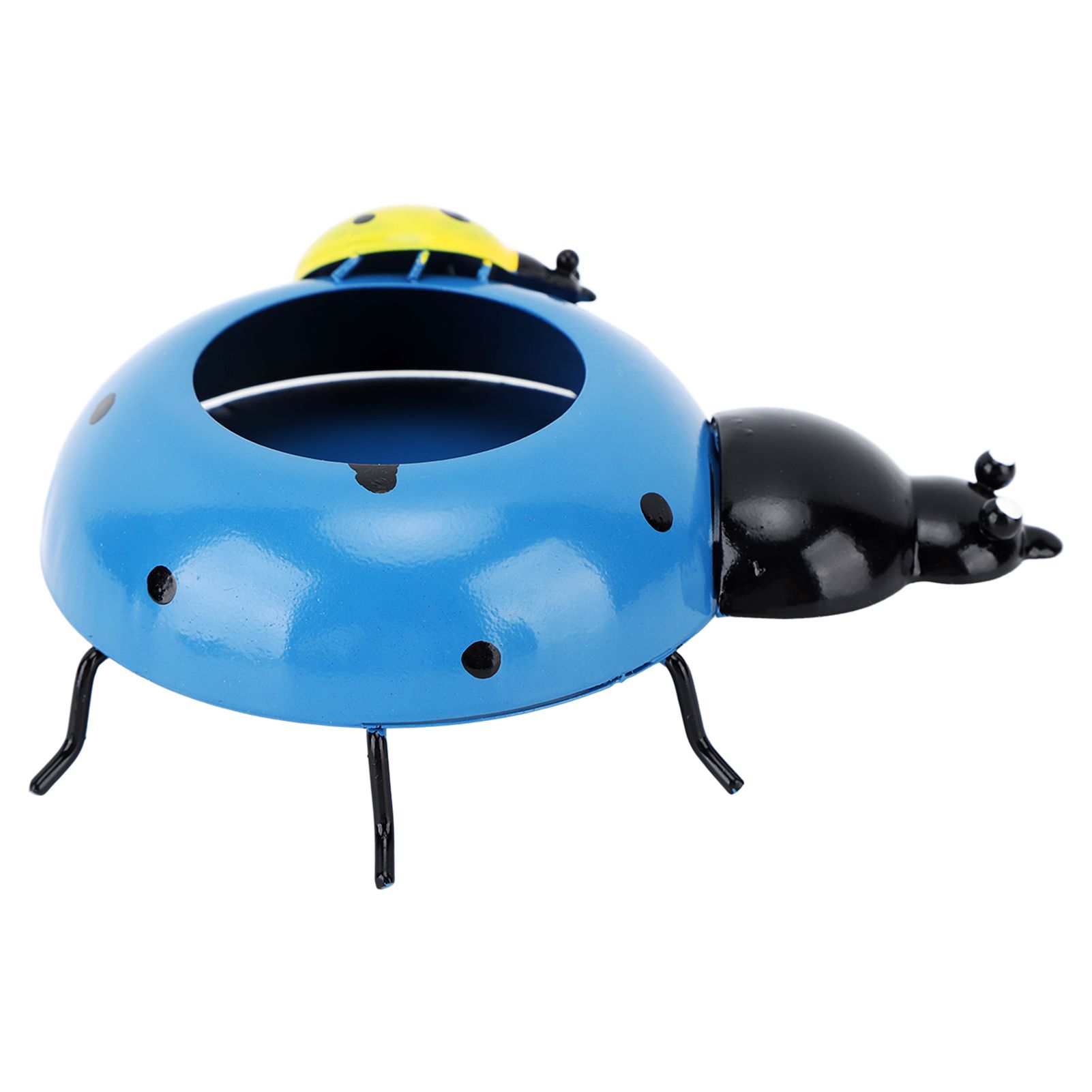 5.4cm Diameter Flower Pot Decor Ladybug Shaped Smoothing Surfaces Iron Planter Pot for Garden Blue — image 2