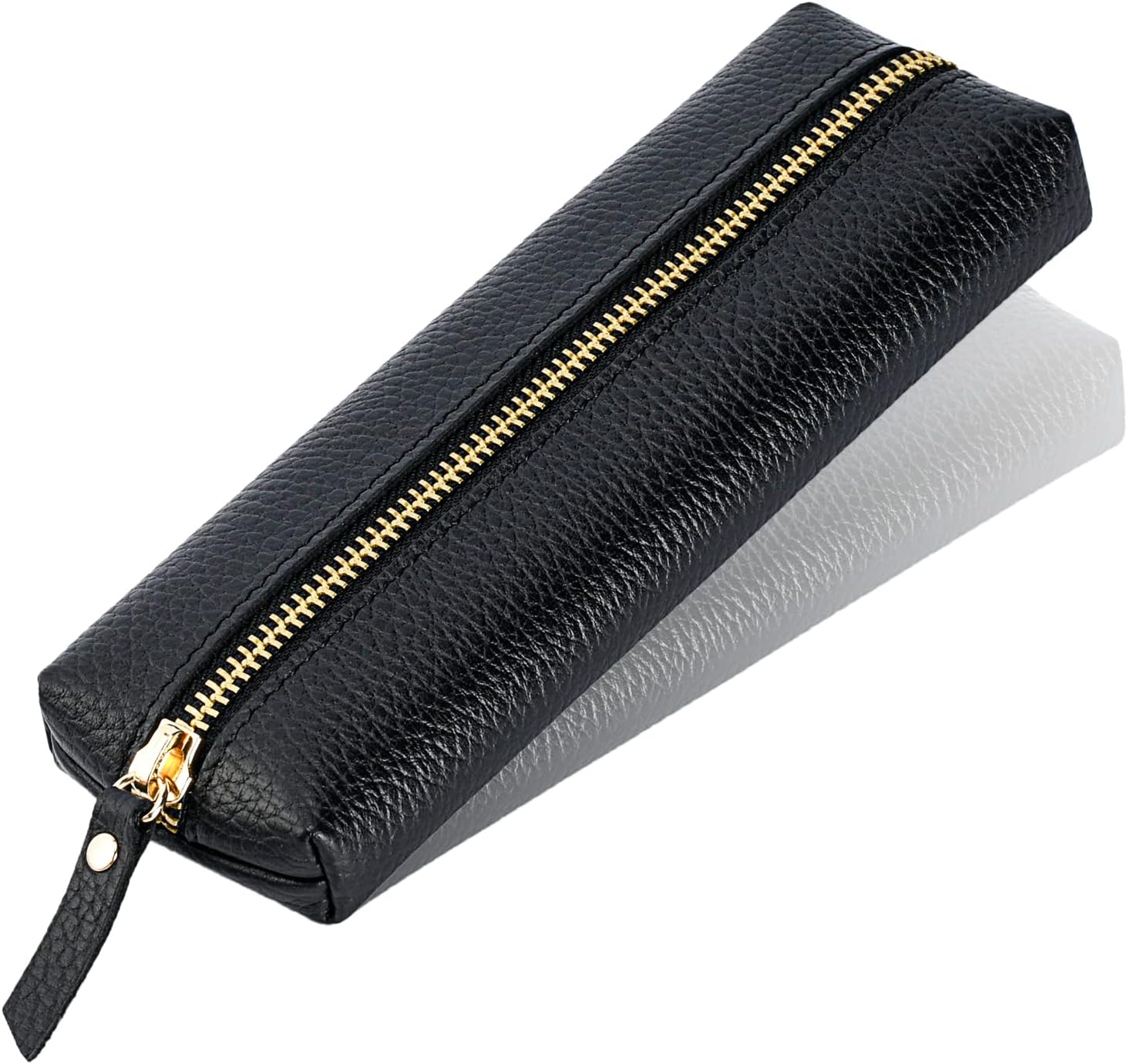 Genuine leather pen case, Cowhide pencil puch with zipper, Soft pen bag for adults