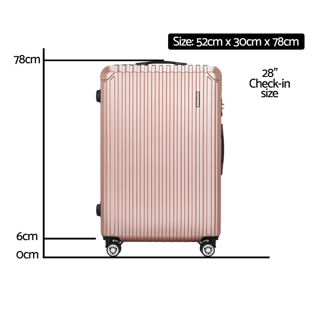 Wanderlite 28-inch Luggage Set with TSA Lock ABS Hard Shell Travel Suitcase Organiser Luggage Case Rose Gold โ image 2