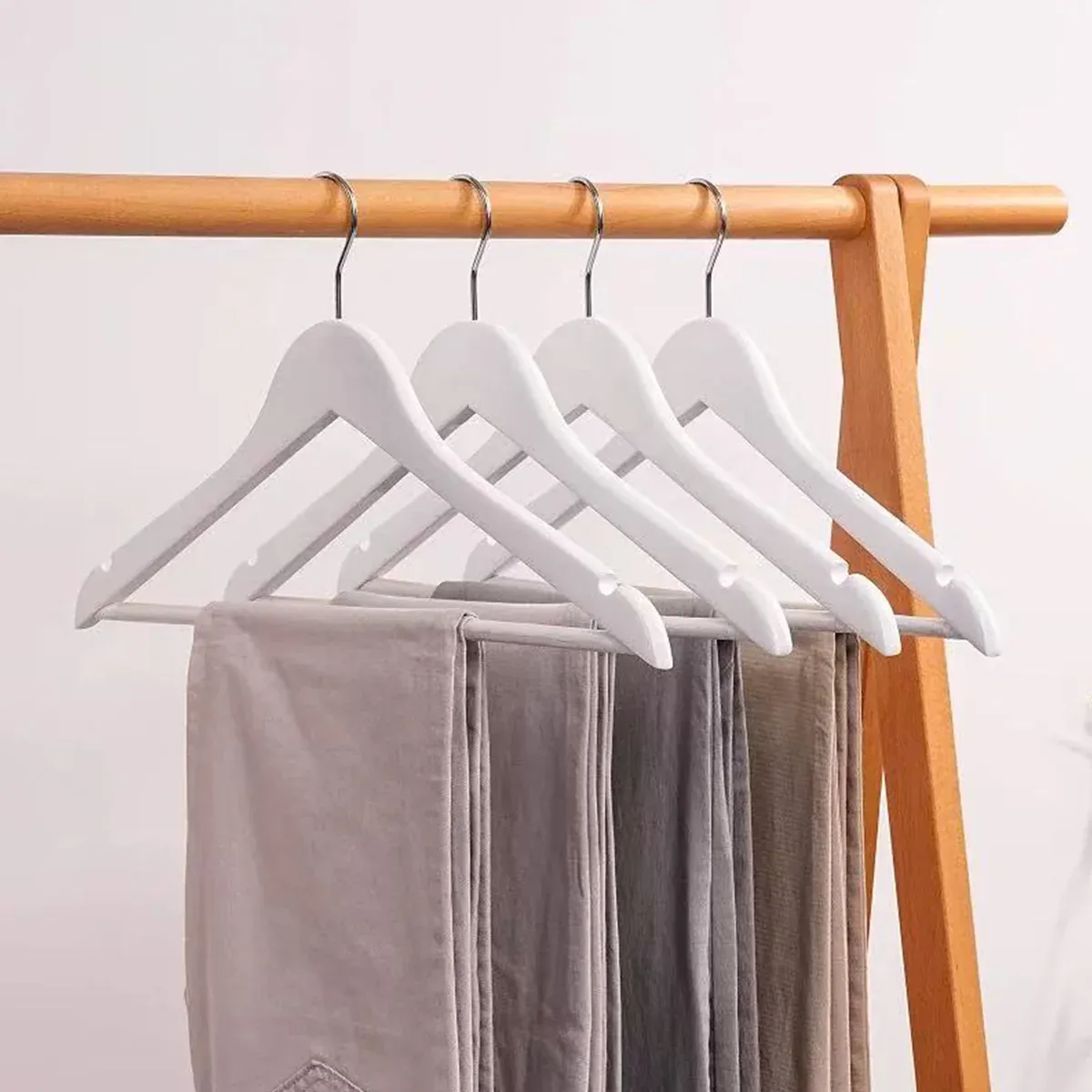 10PCS Wooden Suit Hangers - Clothes Coats Jackets Dress Pants Shirts Skirts — image 6