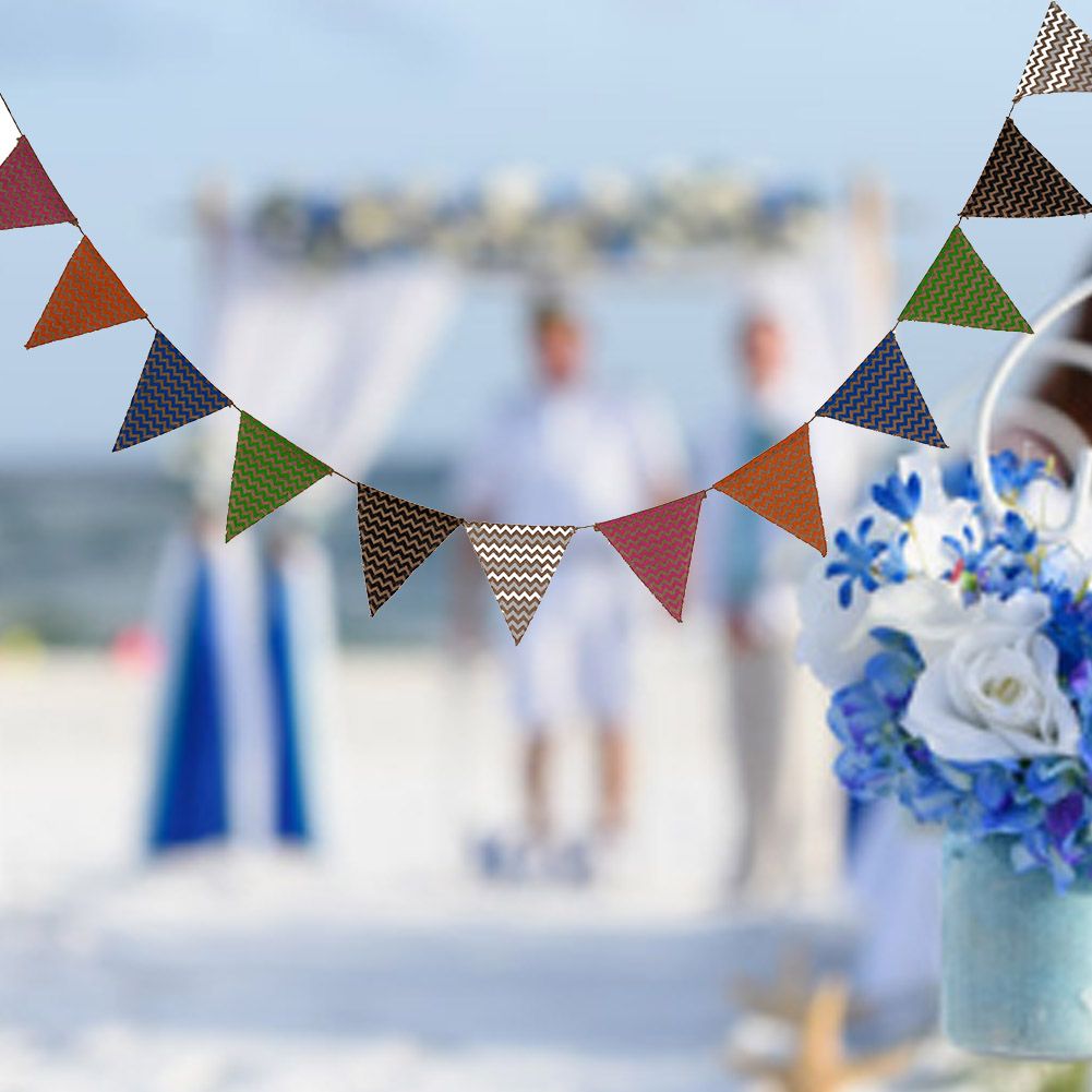 Triangle Linen Hanging Flags Banner Bunting for Wedding Bridal Proposal Decoration — image 2