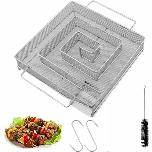 Cold Smoke Generator, Stainless Steel Spiral Smoker Maze for Wood Chips, Gas and Charcoal Grills, Silver, 15 x 4 cm