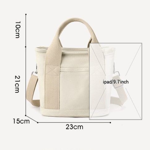 Multi-Compartment Canvas Tote Bag, 3-Way Handheld, Crossbody, and Shoulder Bag with Adjustable Strap for Daily Work and Shopping - Blue — image 6