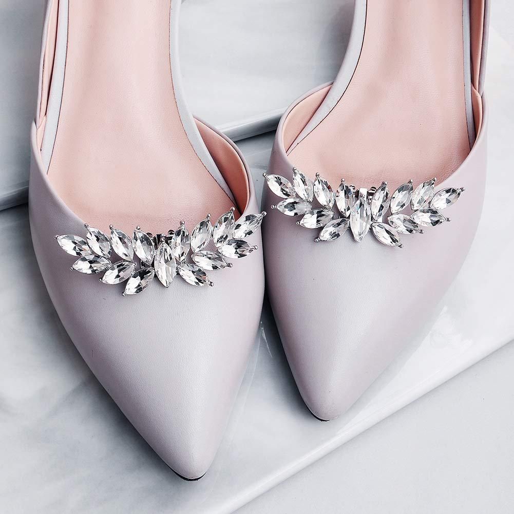 2 Pcs Rhinestone Metal Shoe Clips Detachable Ladies Shoe Embellishments Wings Shaped Shoe Buckle for High Heels Accessories Silver โ image 3