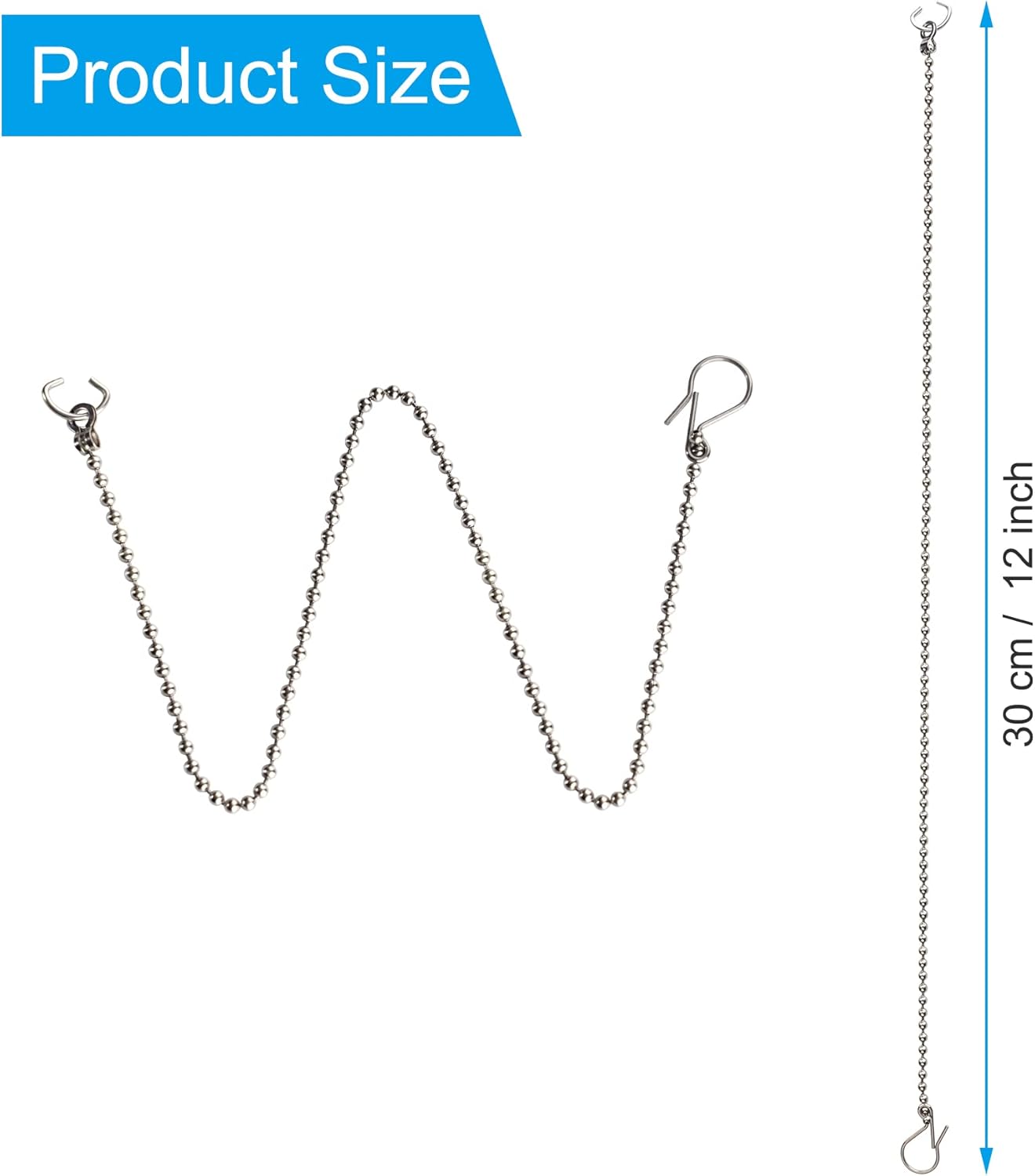 3 Pack Universal Toilet Flapper Chain Replacement Kit,Stainless steel,Including 12-Inch Chain,Hook,Ring — image 4