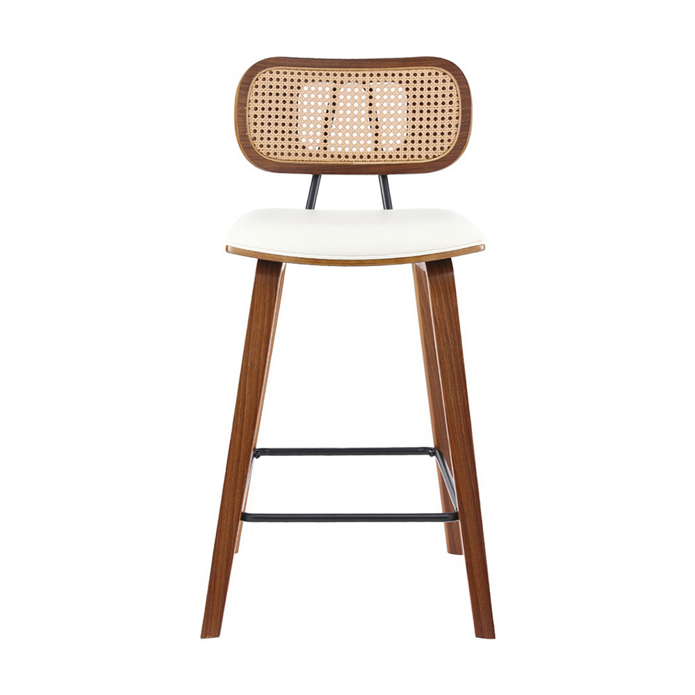 2x Artiss Bar Stools Kitchen Counter Rattan Chairs PU Leather Padding โ image 3
