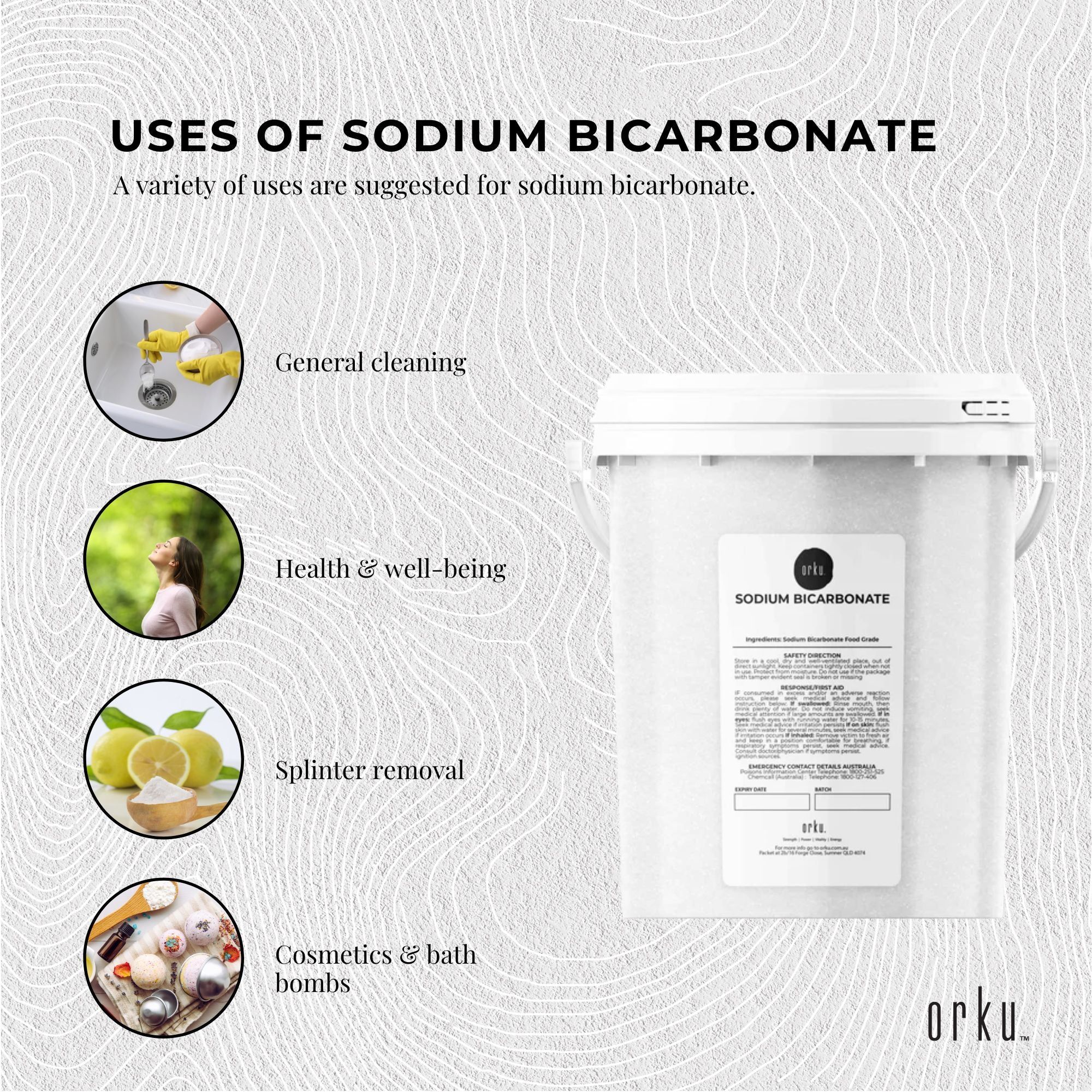 Orku 1.3Kg Sodium Bicarbonate Food Grade Tub Baking Soda Aluminium Free Powder โ image 5