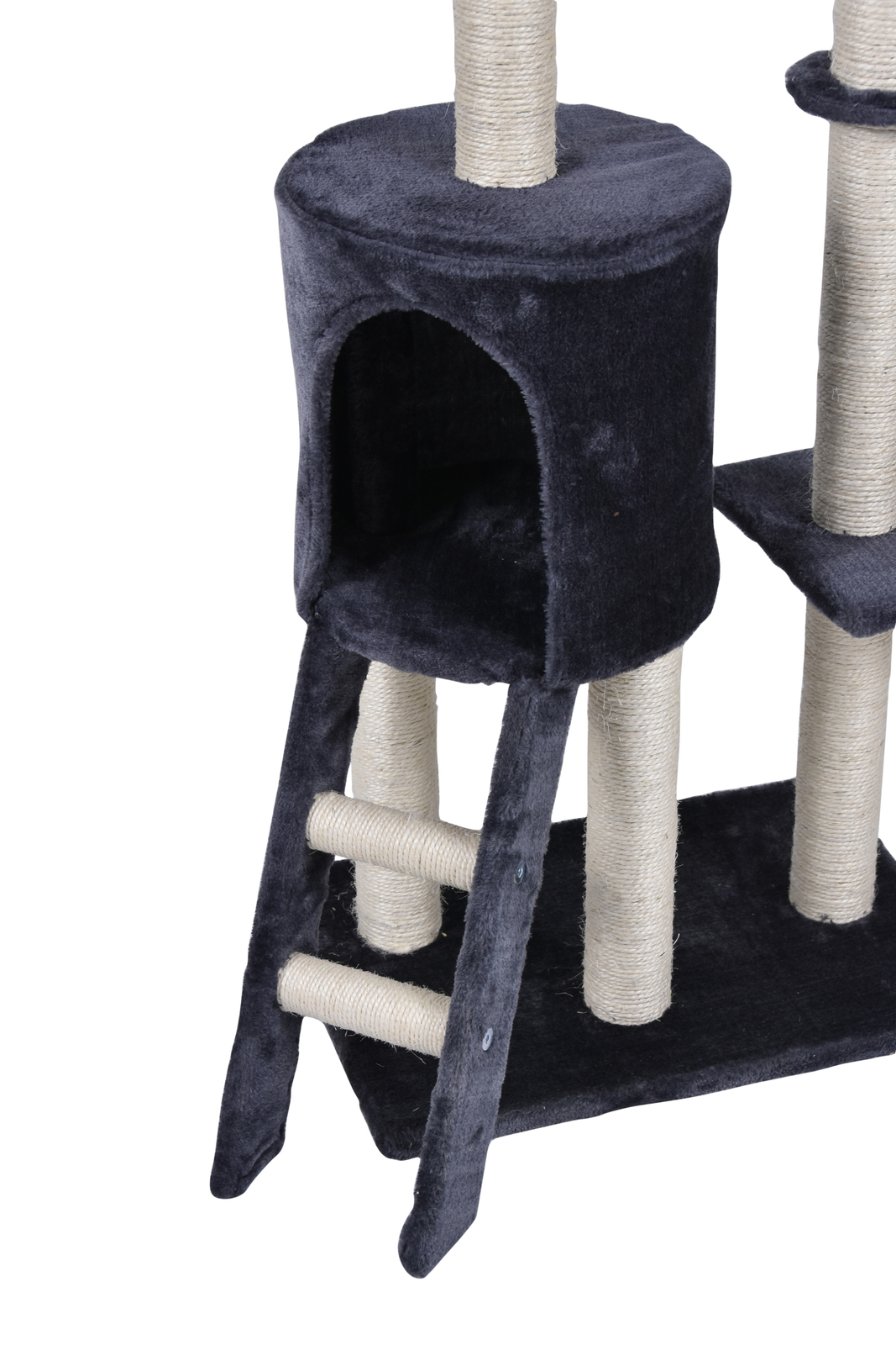 YES4PETS 138cm Cat Scratching Post Tree Post House Tower with Ladder-Grey — image 3