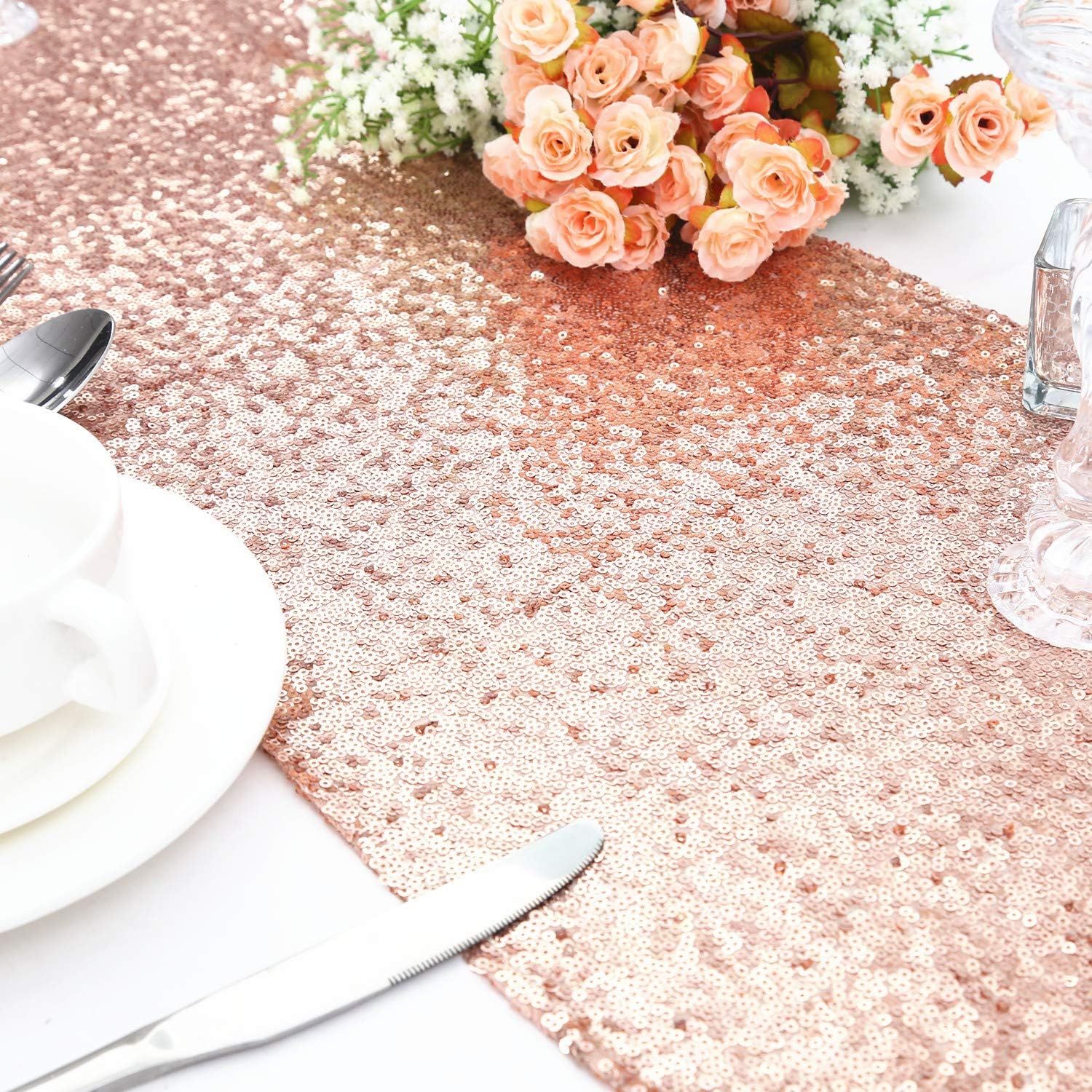 12 X 108 Inch 6 Pack Rosegold Sequin for Wedding Bridal Shower Fall Thanksgiving Valentine's Christmas Decoration โ image 3