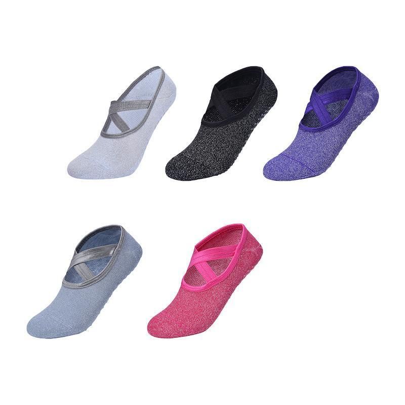 Yoga Socks Non Slip Pilates Massage Ballet Socks with Grip Exercise Cotton Gym - Red โ image 3