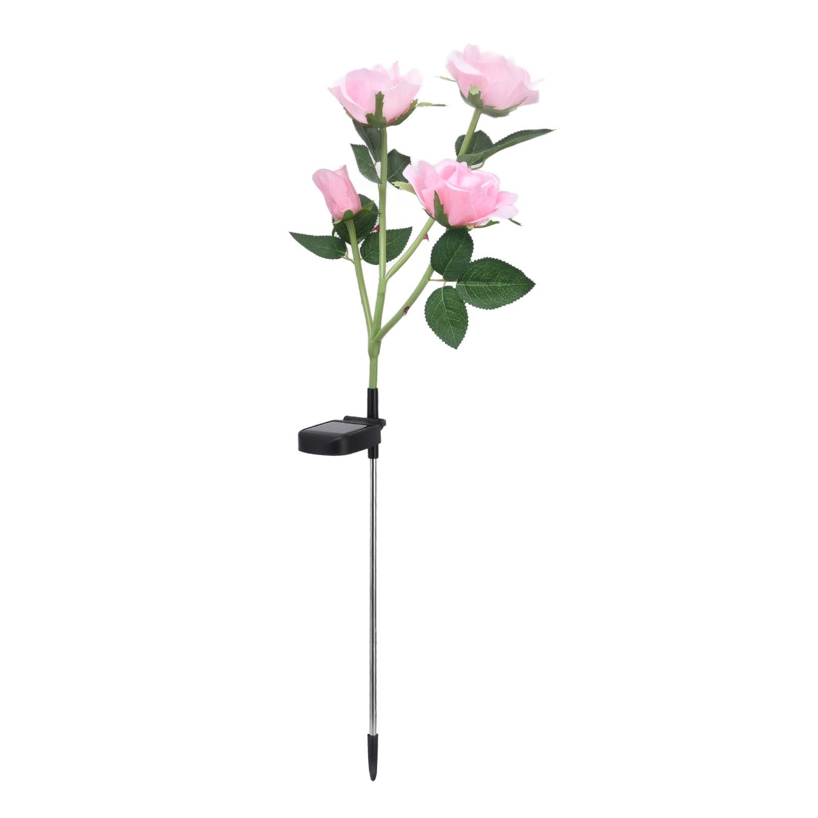 Solar Rose Light 4 Head IP65 Waterproof Decorative LED Flower Landscape Lamp for Garden Courtyard(Pink Color Light LED ) — image 5