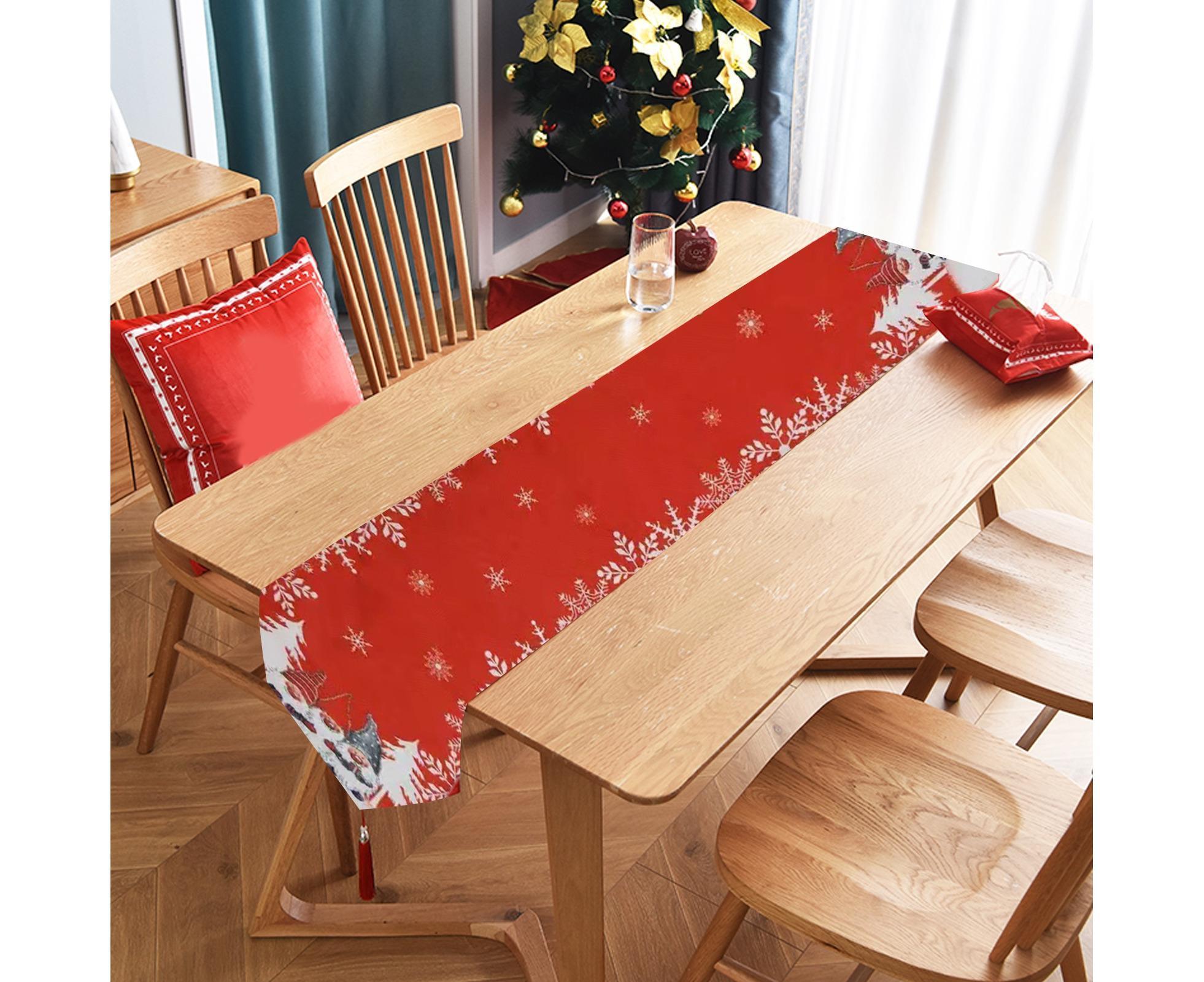Xmas Tablecloth Non-woven Fabric Xmas Tree Print-Red — image 2