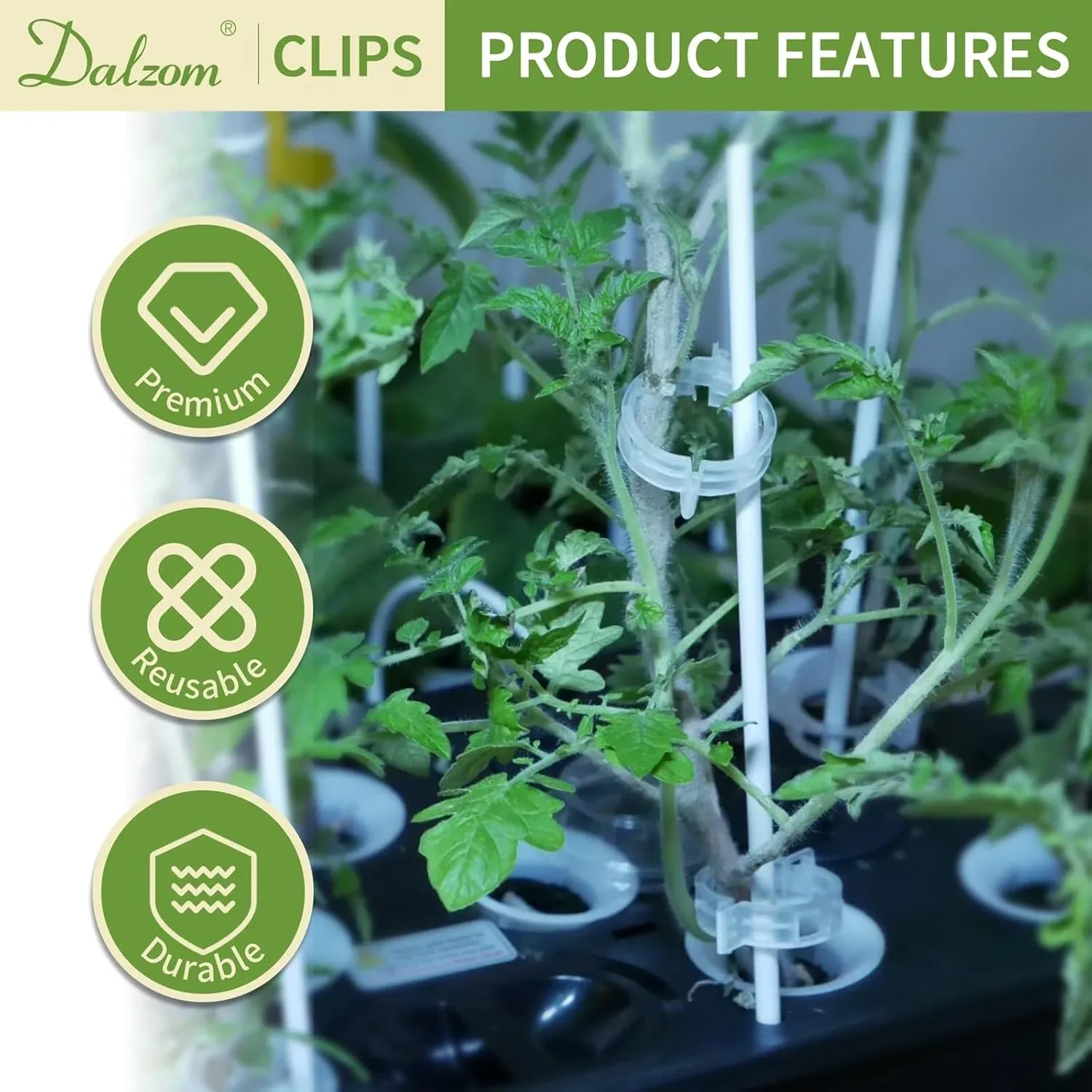 300 Pcs Tomato Trellis Clips, Plastic Plant Support Clips for Vines Cucumbers, Clear 30mm — image 5