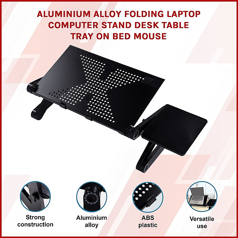 Aluminium Alloy Folding Laptop Stand Desk Table with Mouse Tray โ image 3