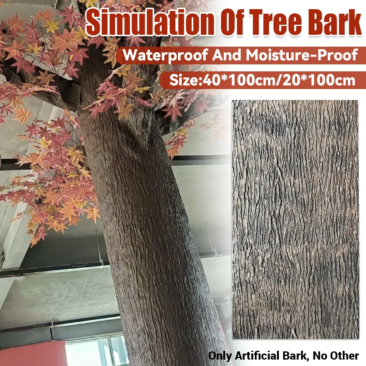 Simulation of Tree Bark Water Pipe Cover Decoration Realistic Texture Home Use - 20 × 100cm — image 2