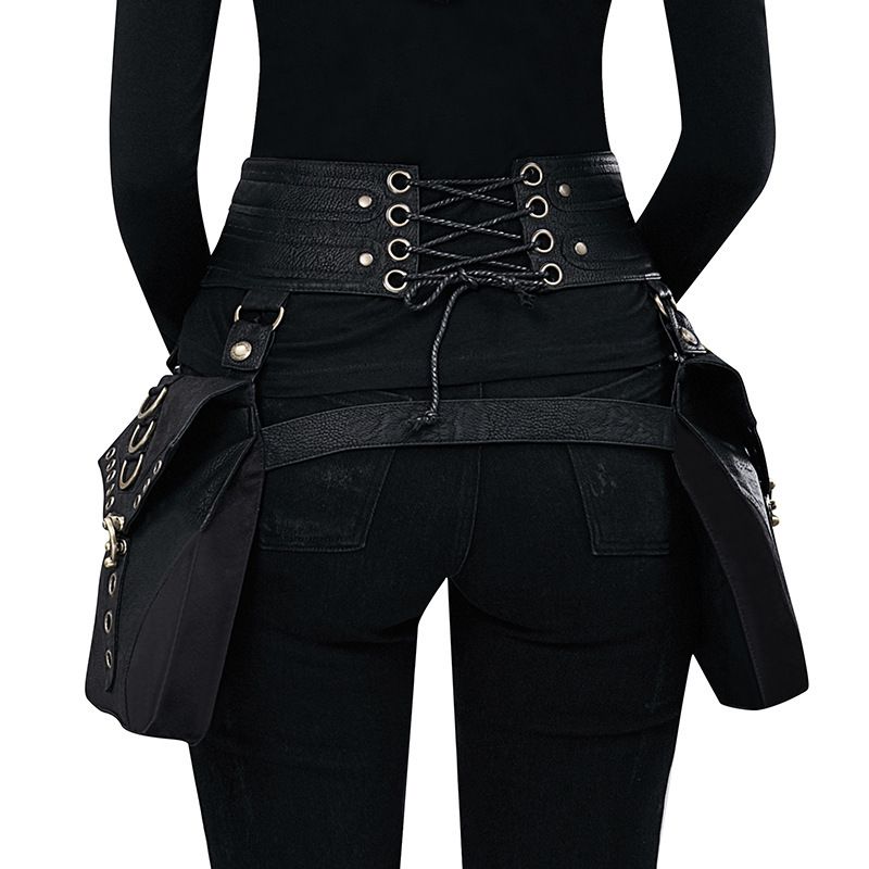 Steampunk PU Leather Waist Bag: Adjustable Waist Size with Rivet Detailing, Versatile as a Retro Leg Bag or Belt, Unisex for Motorcycle Riding and Stylish — image 4