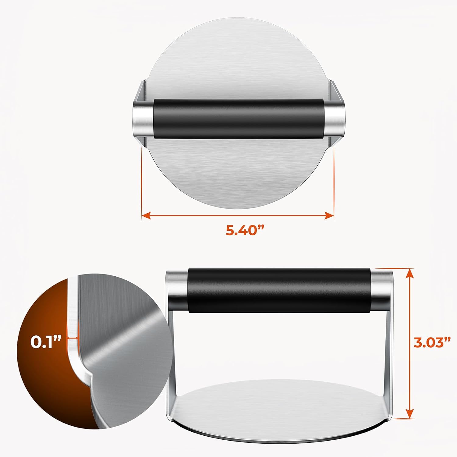 Smash Burger Press, Hamburger Smasher Tool for Griddle, Stainless Steel Ham Patty Press with Anti-Scald Handle, 5.5" Non Stick Grill Press for Smashburger โ image 6