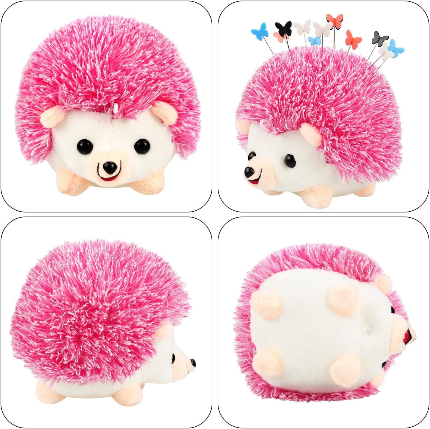 Hedgehog Pin Cushion Sewing Kit with 100 Colourful Butterfly Pins, Dressmaker Pincushion for Sewing, Quilting and Craft Projects, Pink — image 5