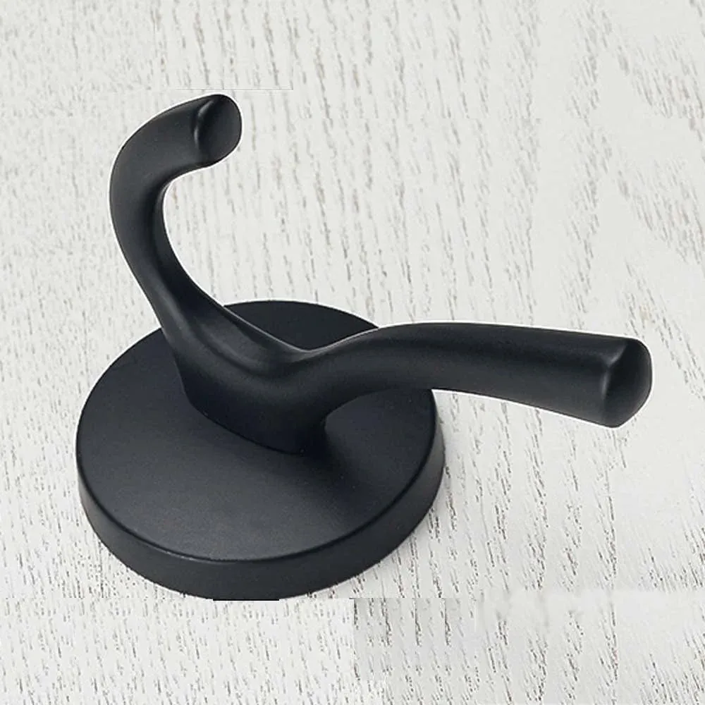 2 Pack Wall Hooks, Heavy Duty Self Adhesive Coat Towel Robe Hangers for Bathroom Kitchen, Black โ image 2
