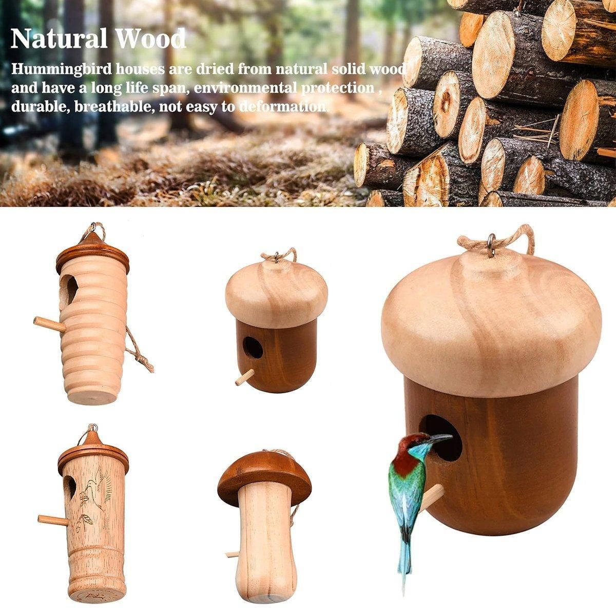 Wooden Bird Nest Cage Hummingbird Feeder House Hanging Home Garden Decorations - 3 β image 6