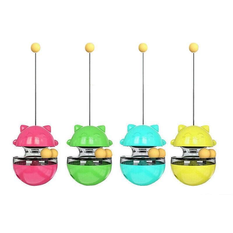 Cat Treat Dispenser Toy Ball Kitten Selfplay Interactive Tumbler Multifunction - Yellow โ image 3