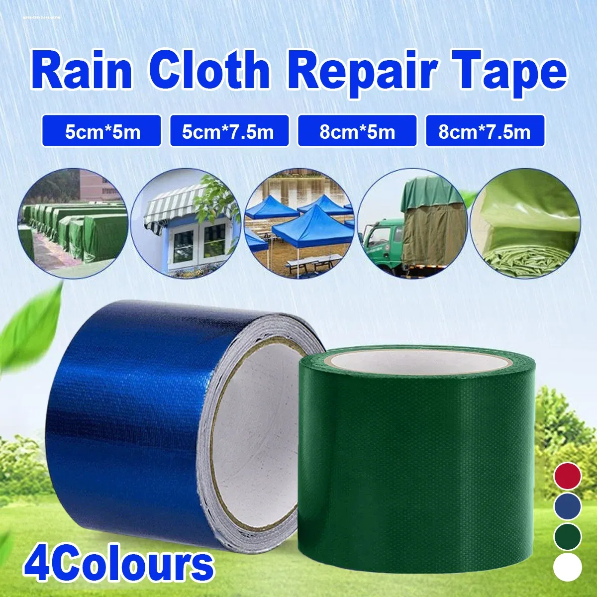 High Adhesive Tarpaulin Repair Tape Tent Awning Fix Patch Waterproof Universal - White - 8cm x 7.5m — image 2