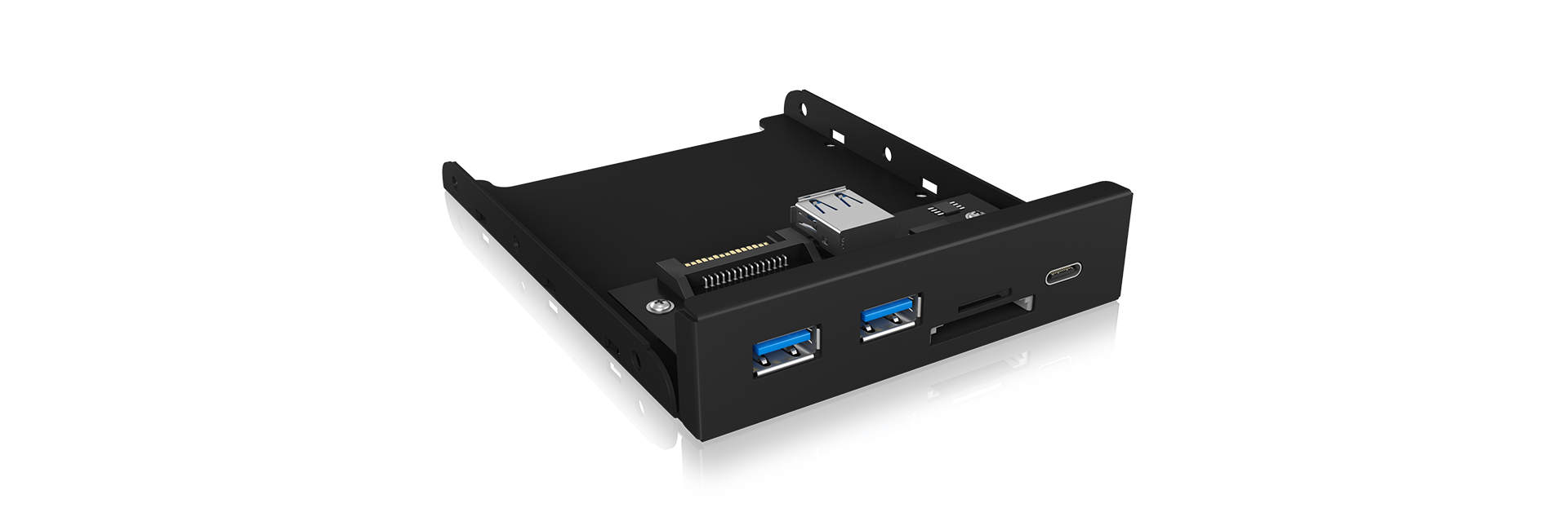 ICY BOX IB-HUB1417-i3 Frontpanel with USB 3.0 Type-C and Type-A hub with card reader — image 2