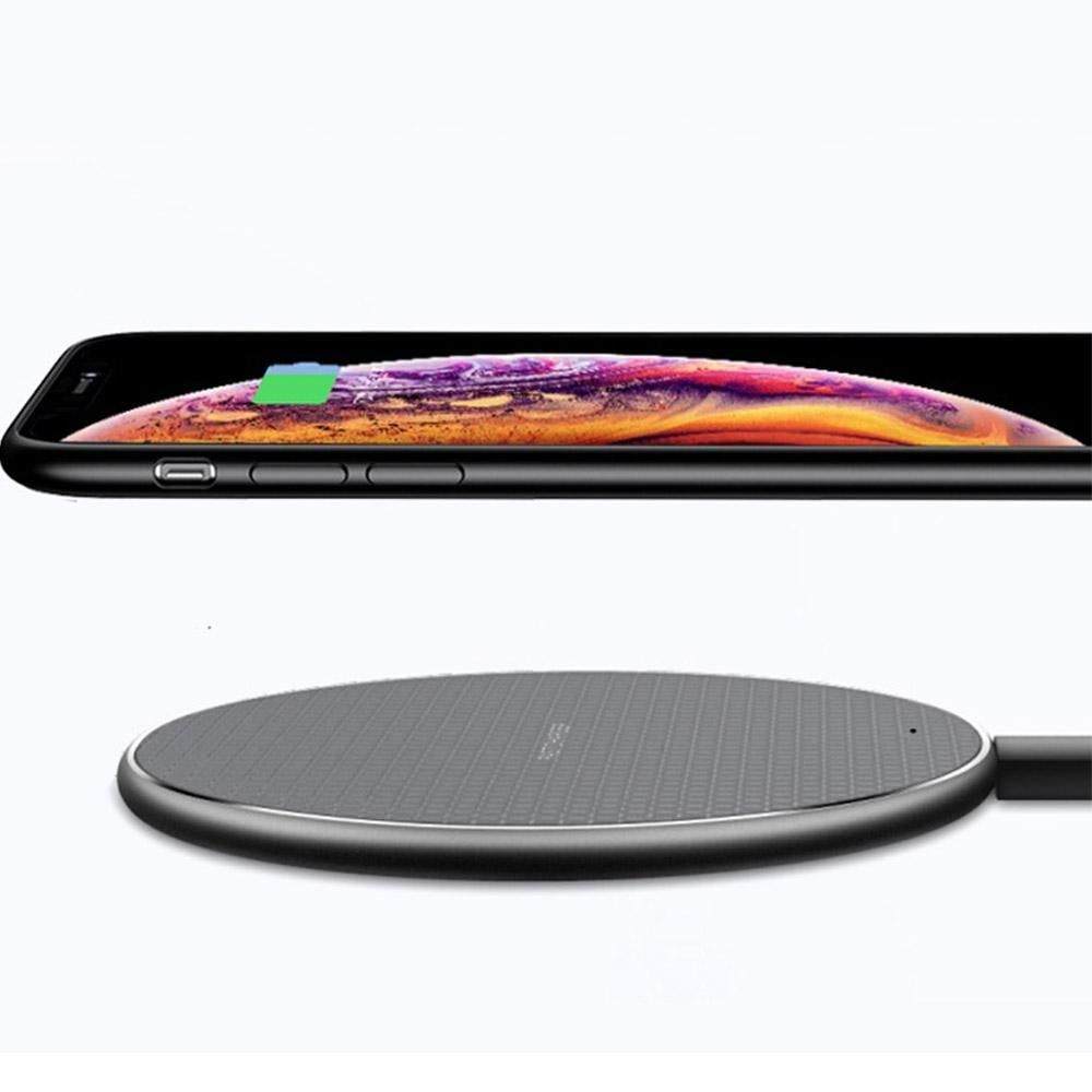 10W Qi Wireless Fast Charger with 1m USB Charging Cable for Smartphones - Silver โ image 3