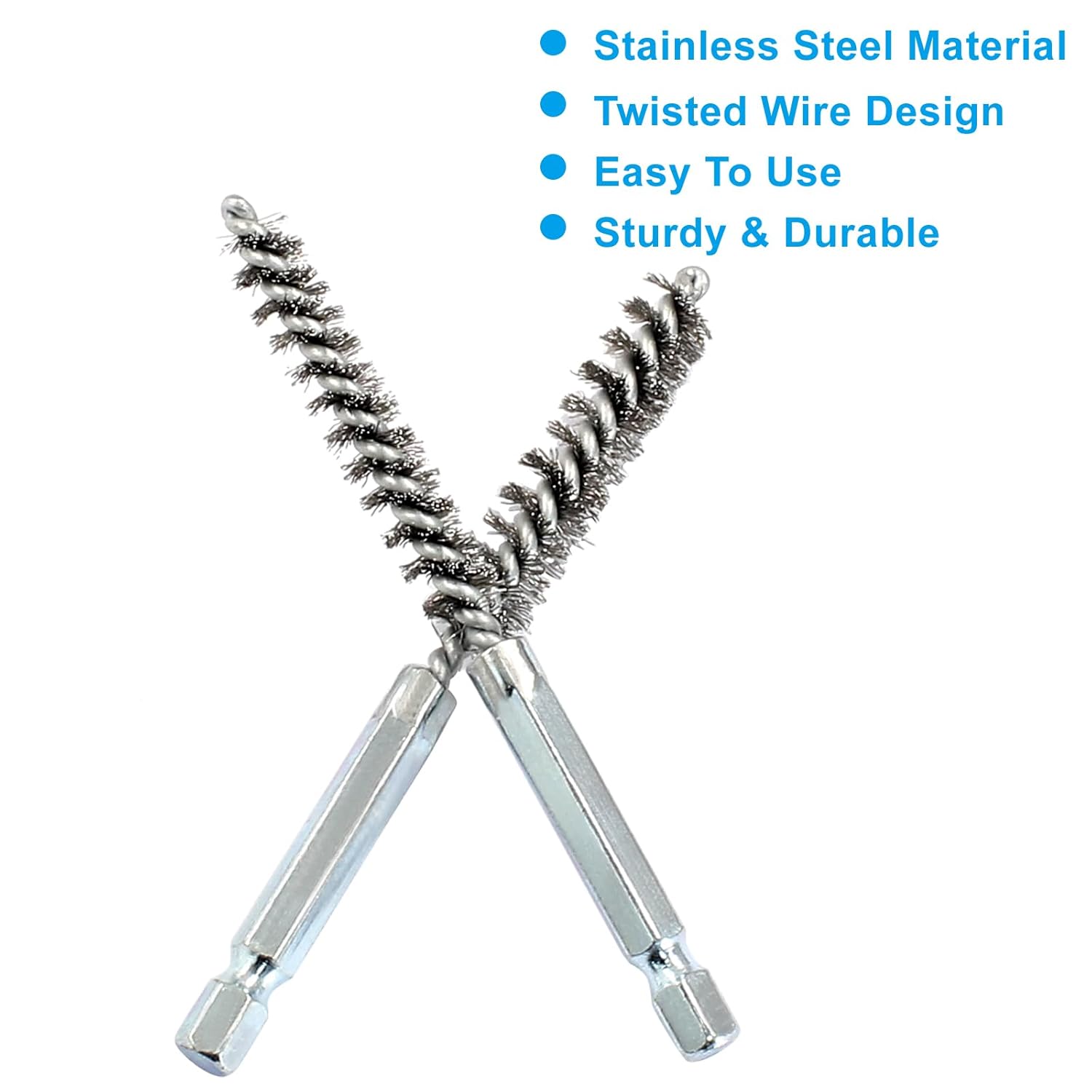 Biaungdo 6 Pcs Stainless Steel Bore Brush, Twisted Wire Drill Brush Metal Bristles Wire Brush Bore Cleaning Brush with Hex Shank Handle for Power Drill โ image 4