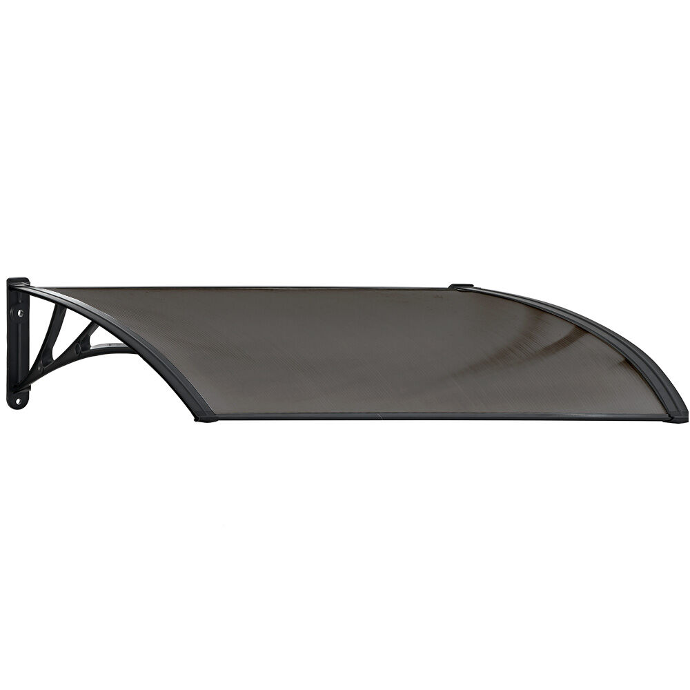 SHADE SHIELD 1 × 1m Aluminium Exterior Awning, Black DIY External UV Rain Protection Grey Tinted Polycarbonate Canopy Cover
