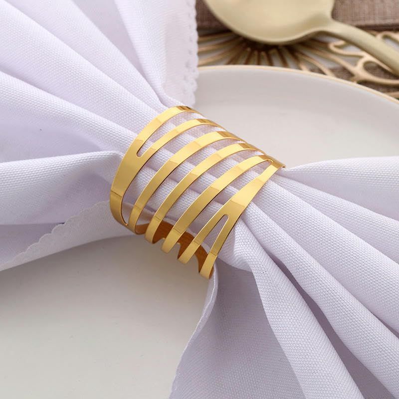 2pcs Napkin Rings of Hollow Metal Napkin Buckles Gold Napkin Rings Hotel Table Cloth Rings Gold Finish โ image 3