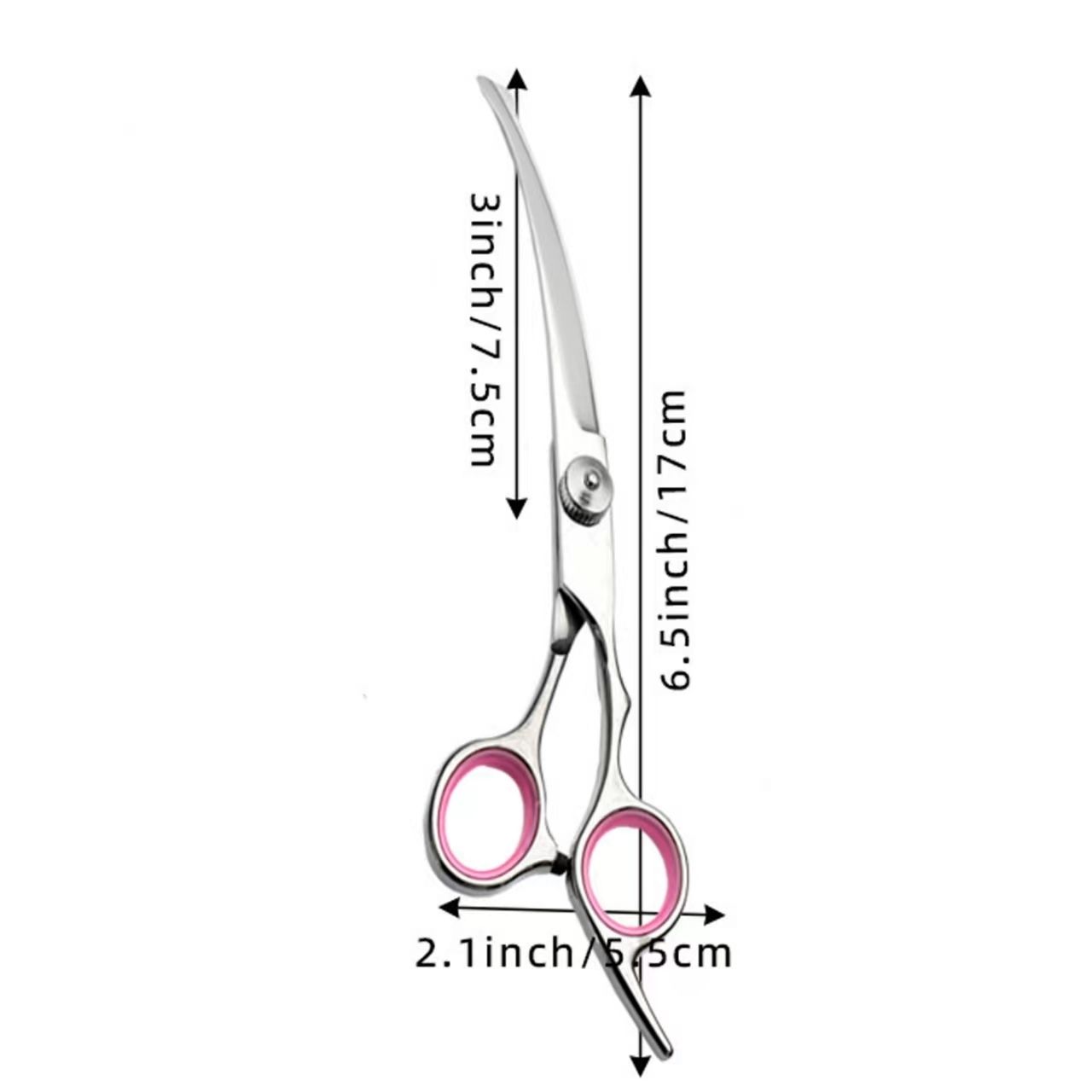 Curved Dog Scissors 19cm, Silver, Rounded Tip Pet Grooming Shears — image 5