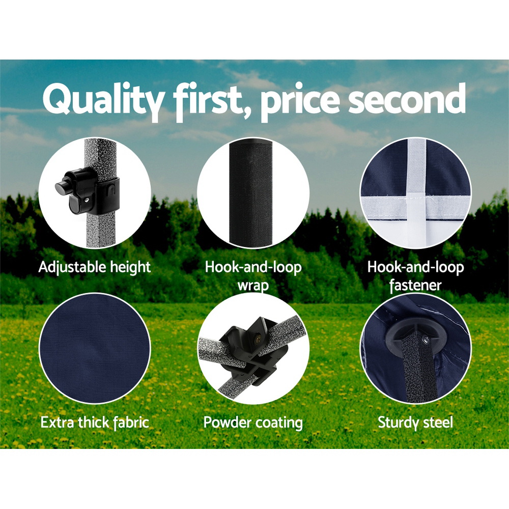Instahut Gazebo Pop Up Marquee 3x3 Folding Tent Gazebos Camping 500D Oxford Navy — image 6