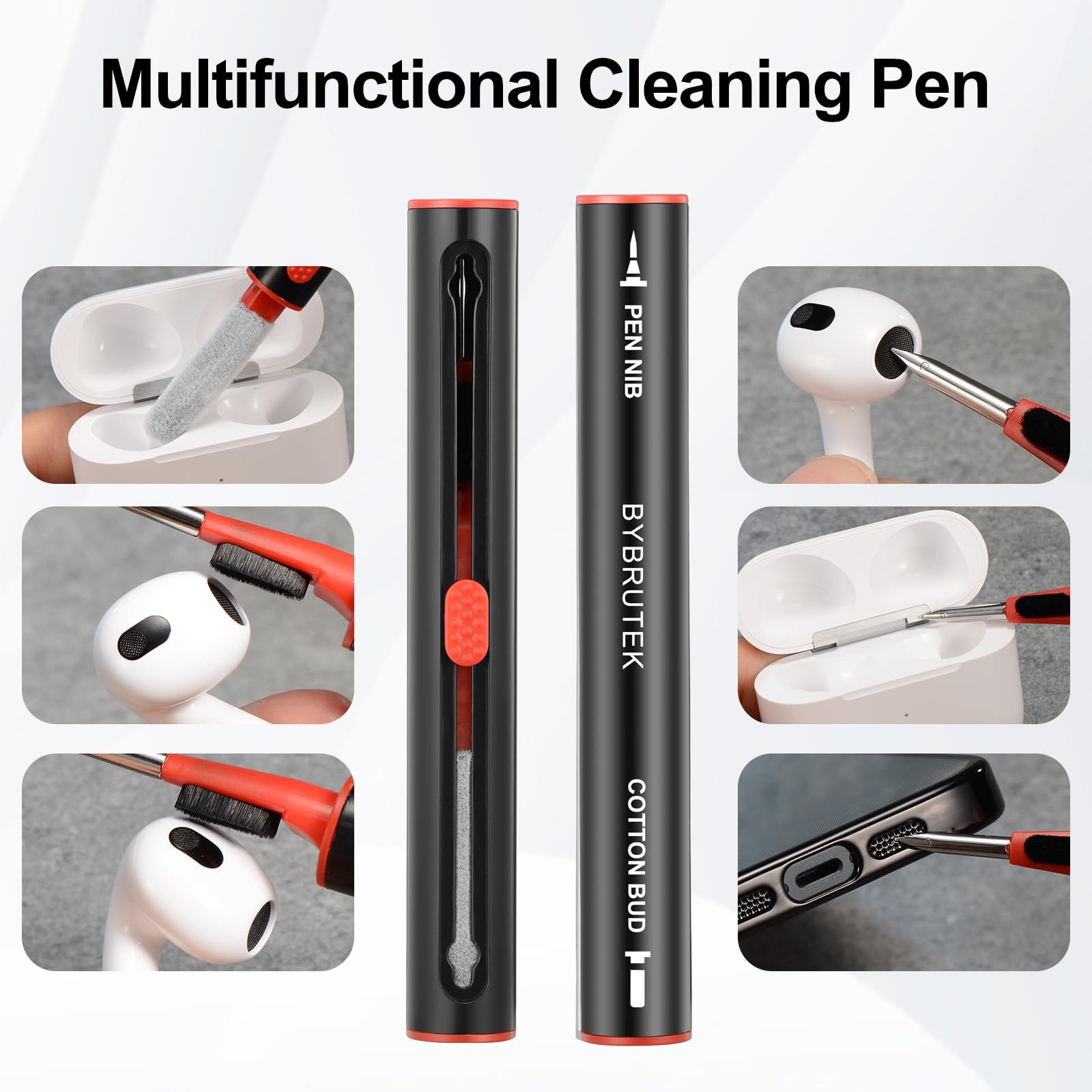 Cleaning Kit - Cleaner Kit with a Mini Soft Brush, Flocking Sponge & Metal Pen Tip - Cleaning Tool Kit for Headphone Cases -Black — image 2